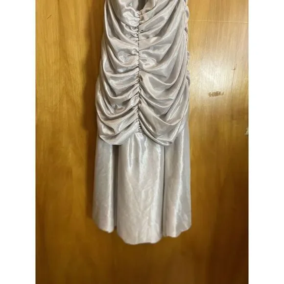 Narianna Ruffle Silver Metallic out back mini dress size Small S - Picture 4 of 11
